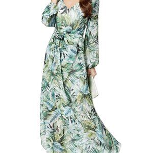 Nine West - Green & White Sheer Maxi Dress - Women's Size 14